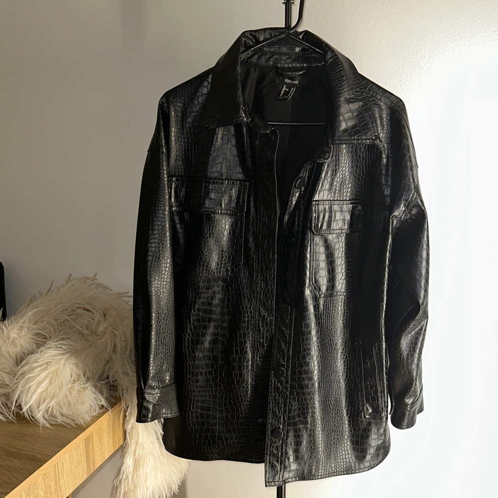 Black Croc-Embossed Jacket